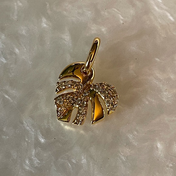 Charm for Pandora Bracelet Palm Tree Leaf Gold with Rhinestones - Picture 7 of 7